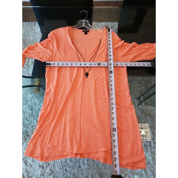 New Directions Women's Orange Floral Rayon V-Neck Long Sleeve Top Blouse Large - Picture 2 of 11